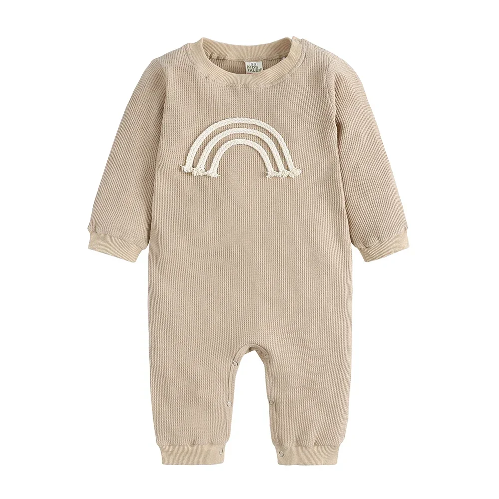 

2022 Newborn Baby Korean Style Bodysuit Solid Rainbow Casual Outfits Jumpsuit Clothes For Boys Girls Sleeping Pyjamas Romper