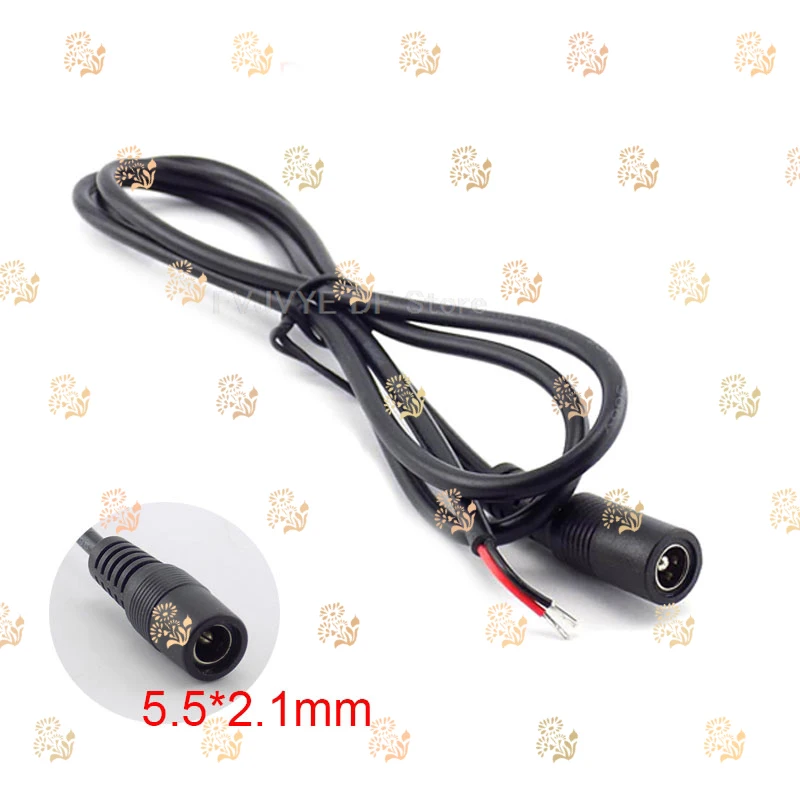 0.25M/0.5M/1M DC 12V 22AWG 5.5*2.1mm Power Cable Extension Female Connector Power Supply Adapter for CCTV Camera LED Strip Light