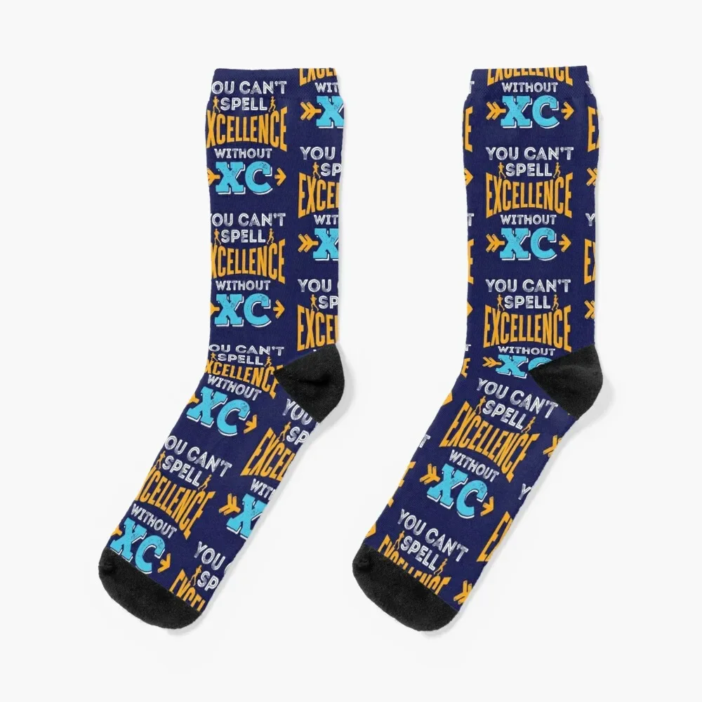 

You Can't Spell Excellence Without XC Cross Country Running Socks gift essential Designer Man Socks Women's