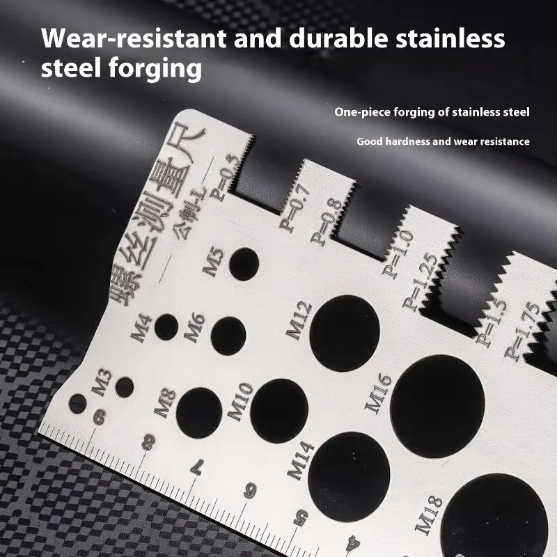 Screw Thread Pitch Gauge Ruler Measuring Tool Bolt Nut Metric Machining Threads Screw Cutting Gauge Angle Model Measuring