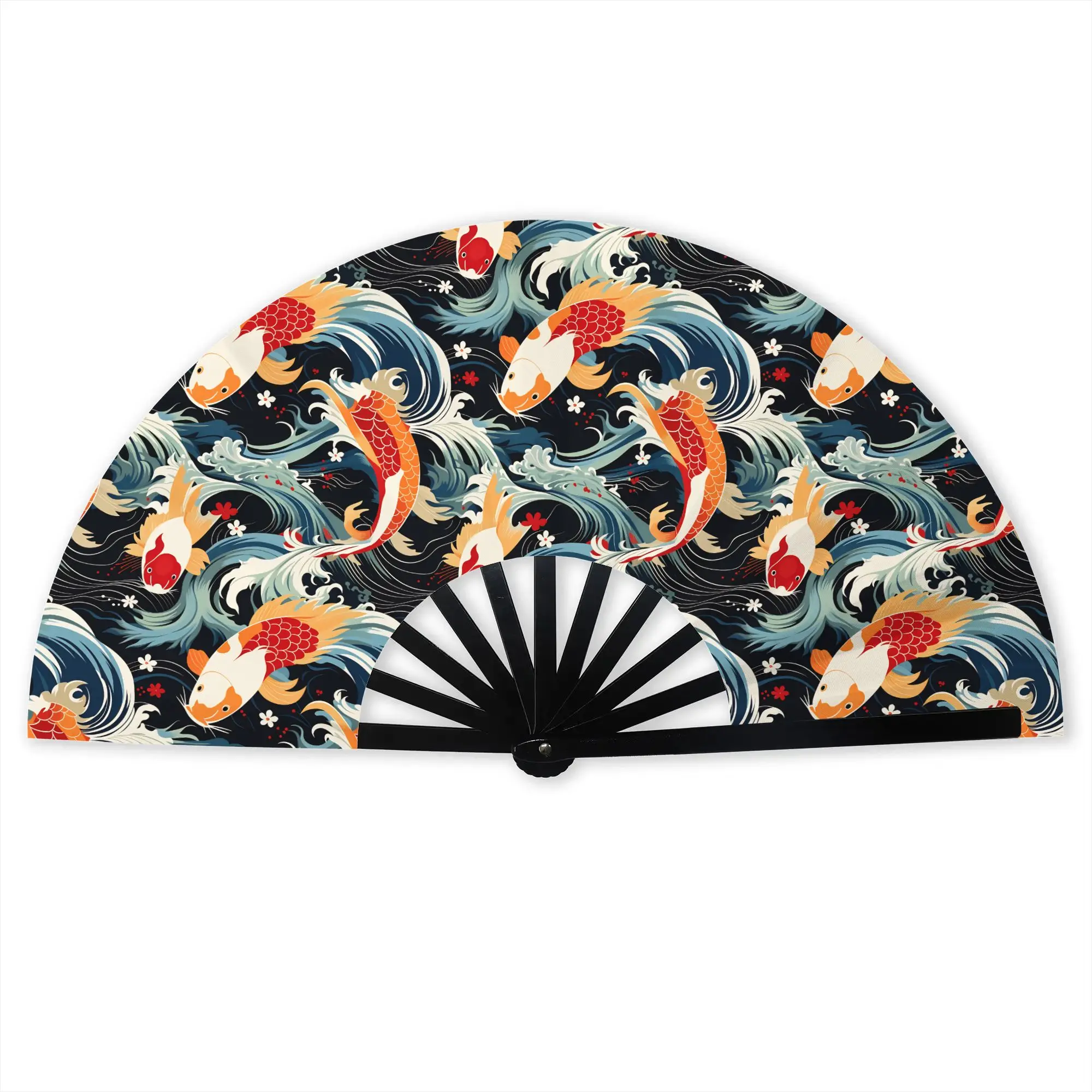 Japan Ukiyoe Koi Art Hand Fan Promotional Gift Event Souvenir Modern Vivid Koi ATL Durable Folding Fans Novelty Bulk Pack Fan