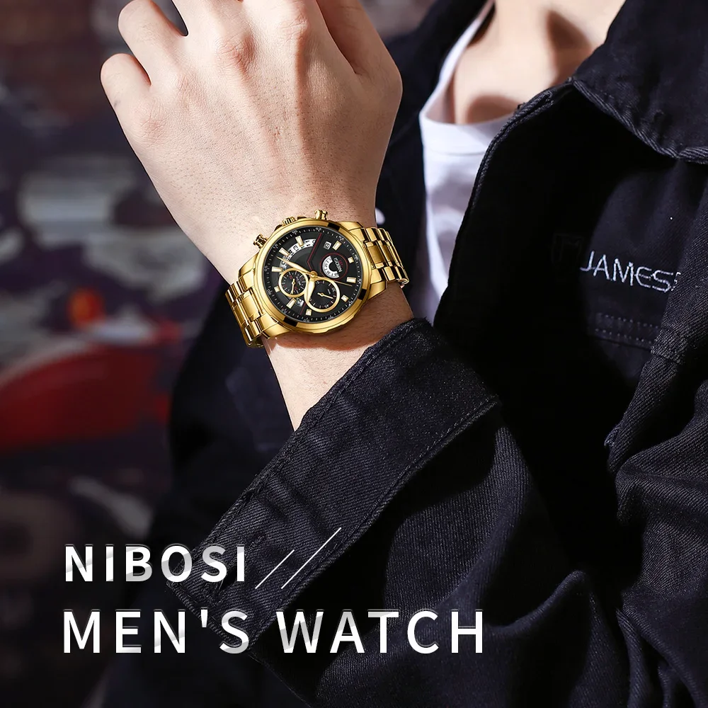 NIBOSI 2024 Luxury Men Wristwatches Luminous Chronograph Sport Man Watch Waterproof Military Quartz Male Clock Relogio Masculino