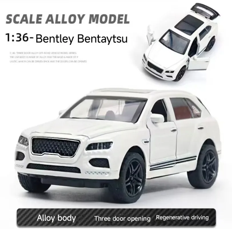 1/36 Bentayga Three door High imitation Alloy Off road Vehicle Power Back Children's Toy Boy Collection Gift