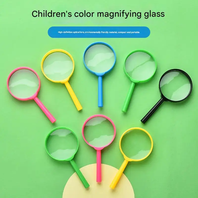 

5PCS 60MM Cartoon Colorful Children's Handheld Science Education Experiment Plastic Exploration Acrylic Magnifier