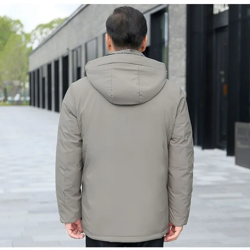 2023 New Men Down Cotton Coat Winter Jacket Male Warm Thick Parkas Outwear Hooded Overcoat Mid Length Version