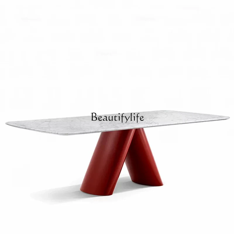 

Marble dining table household French medieval designer oval dining table and chairs
