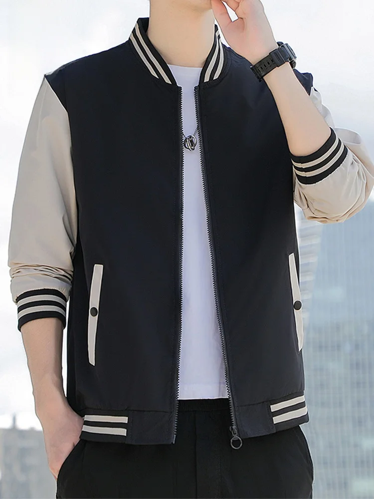 

American Sle Baseball Jaet Men's Stand Collar Outerwear Versatile Spor Top for Spring Autumn Faionable New Arrival