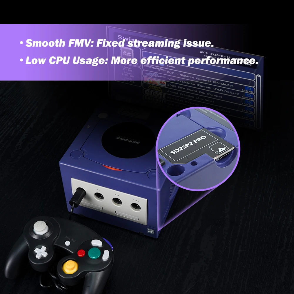 Устройство чтения карт памяти TF SD2SP2 Pro для Gamecube V1.3 SD2SP2 Pro Адаптер для последовательного порта Nintendo Gamecube 2 золотых поверхности HQ ENIG