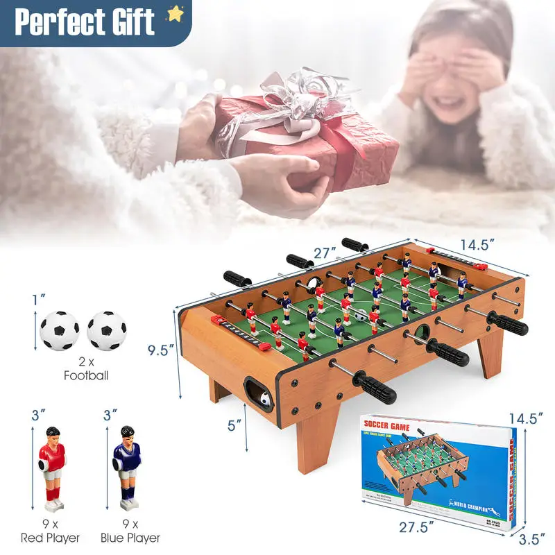 69cm Tabletop Foosball Table with Wooden Raised Legs