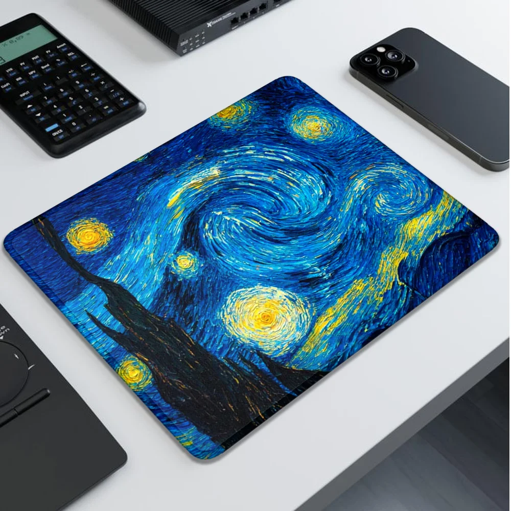 Small Office Mouse Pad Gaming Accessories Vincent Van Gogh Computer Offices Deskmat Mausepad Desktop Mat Mousepad Gamer Mouspad view 2