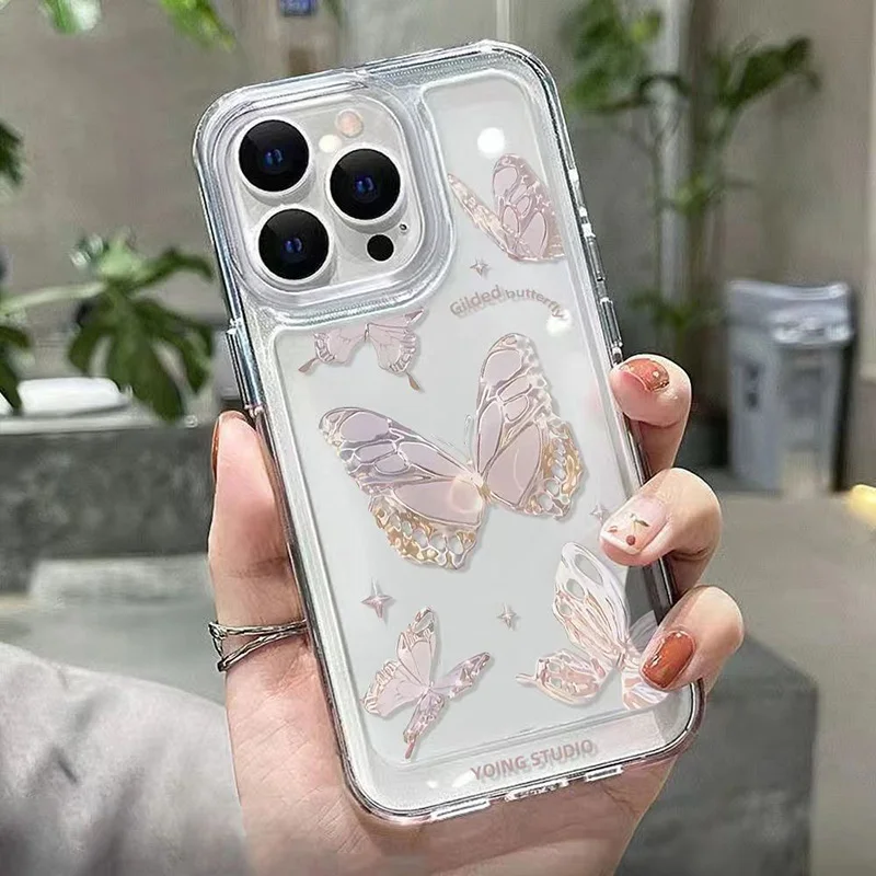 Capa de telefone suave e transparente para Xiaomi, Redmi Note 13, 12 Pro Plus, 5G, 12S, 11, 10S, 10S, 10, borboleta, rosa, capa de flor, 13C