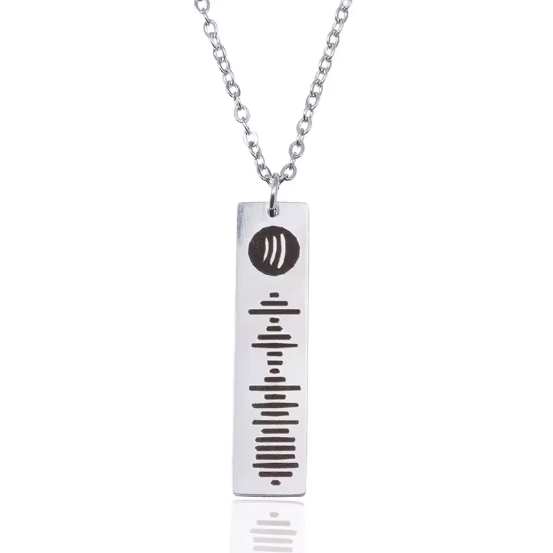 Stainless Steel Chat Voice Message Necklace Music Audio Track Necklaces For Men Women Jewelry