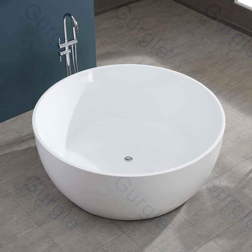 

Custom White Whirlpool Stand Alone Bath Tub Bathroom Bathtub Freestanding Round Bathtub For Bathroom Design