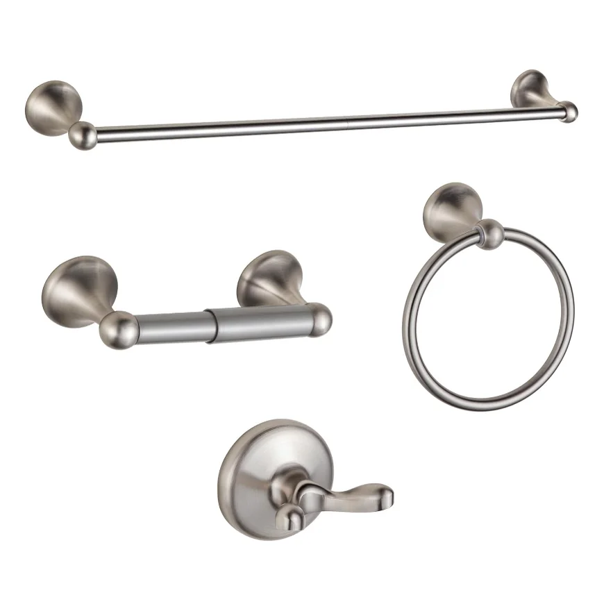 Bathroom Accessory Set, Brushed Nickel Adjustable Expandable Towel Bar 4-Piece Bathroom Hardware Set Wall Mounted