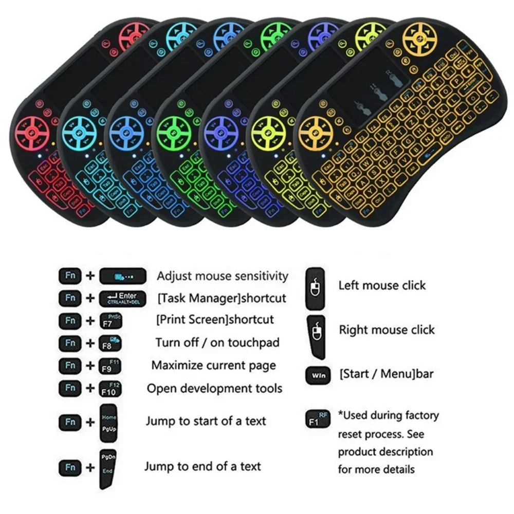 Cool Backlit I8 Mini Air Mouse 2.4G Wireless Keyboard Touchp