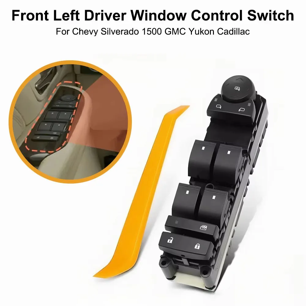 

Front Left Driver Window Control Power Switch 4Door Glass Steering Regulator Button For Chevy Silverado 1500 GMC Yukon Cadillac