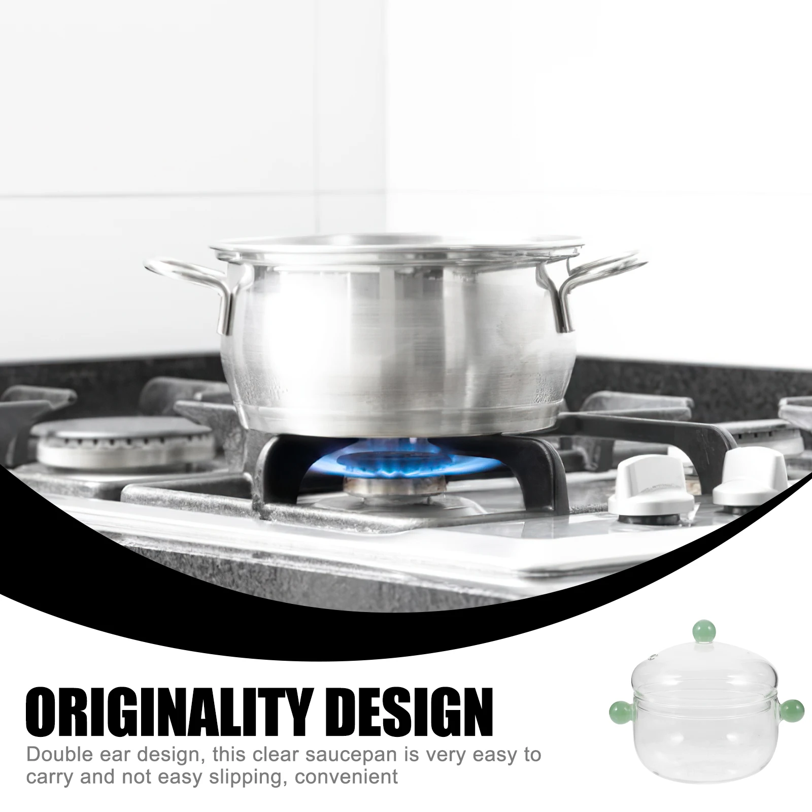 

Glass Stew Pot Clear Borosilicate Double Handle Saucepan Large Capacity for Home Kitchen Cooking Soup Noodle Induction Stove