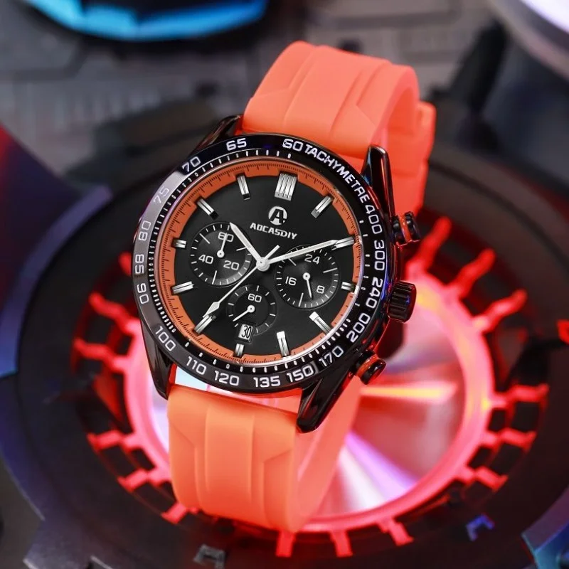 Cool fashion men's watch luxury brand calendar luminous waterproof wristwatch Leisure sports timing silicone strap Man watches