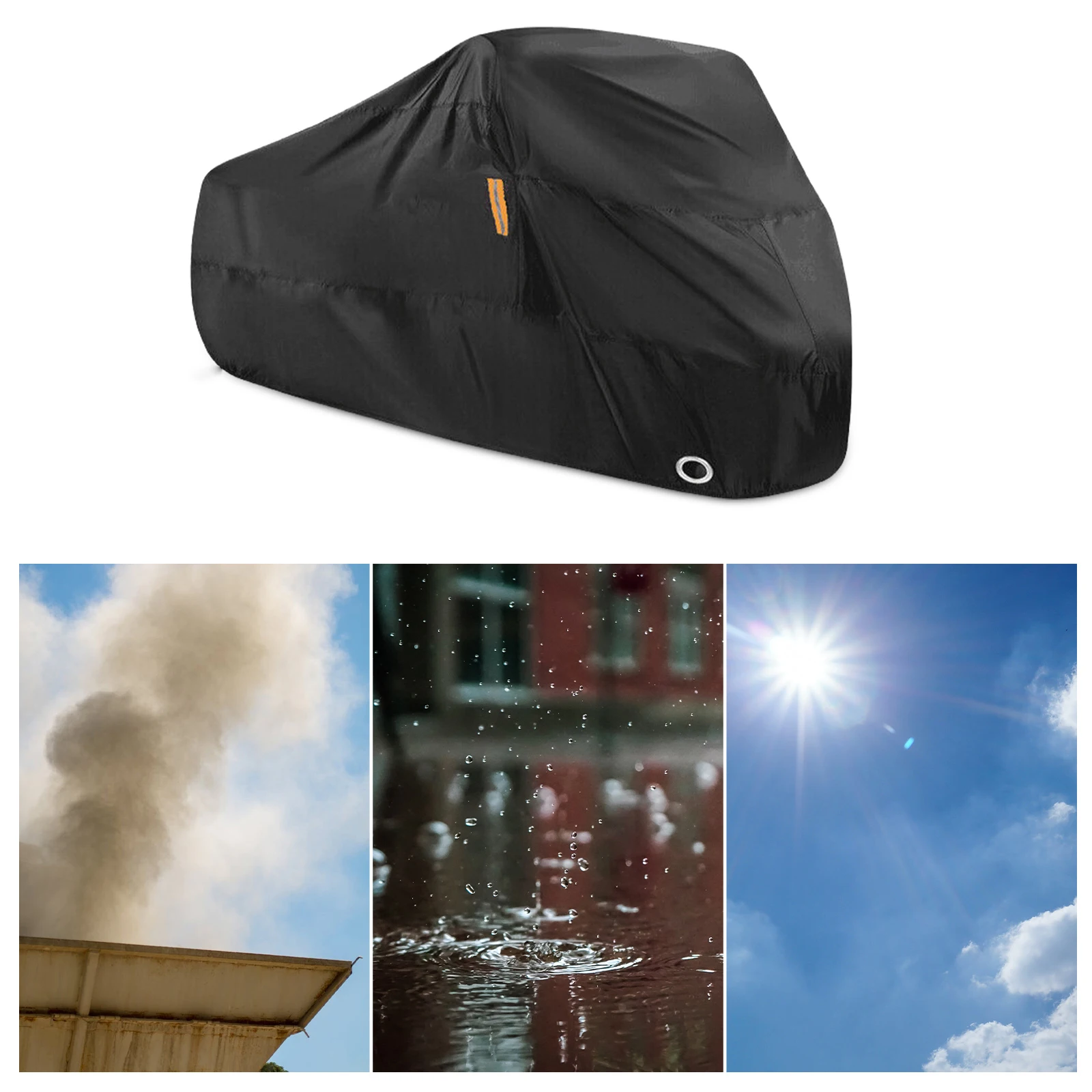 

1pc Waterproof Bike Cover Oxford Cloth Dustproof Protective Elastic Bottom Anti-Theft Lock Holes Lightweight Easy