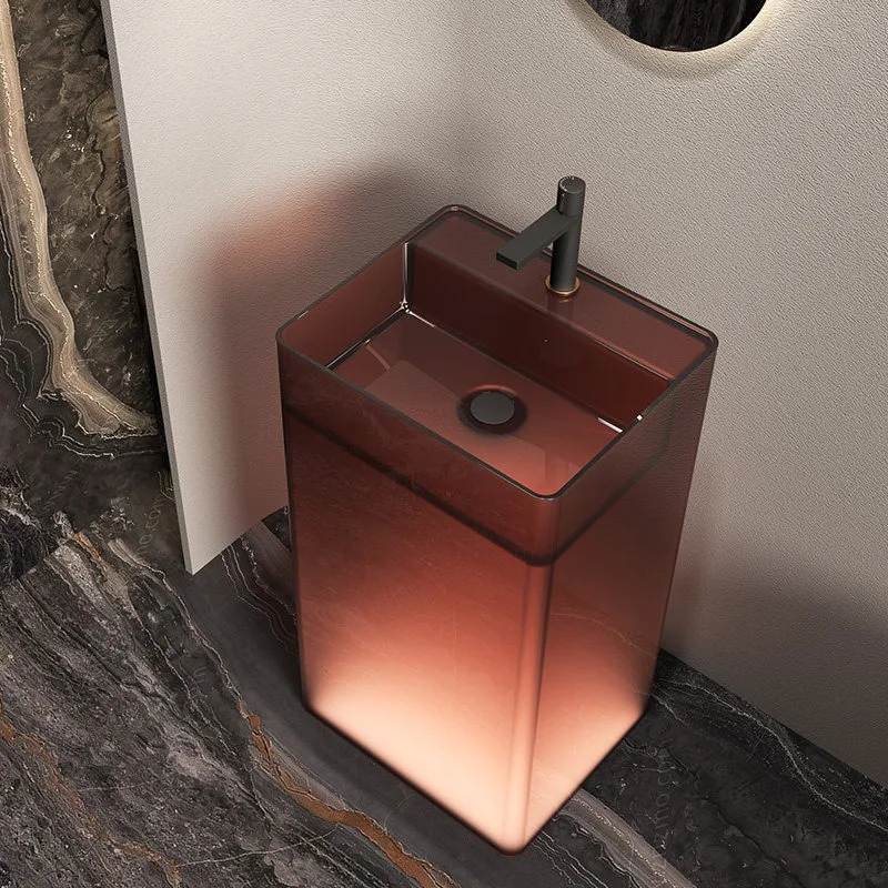 Column basin Transparent color floor wash basin Square resin wash basin