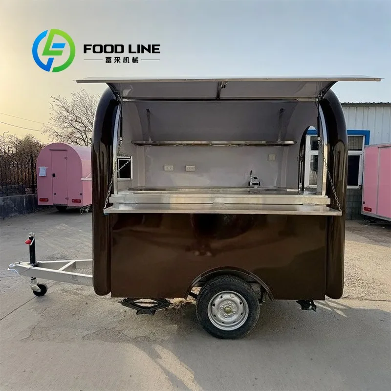 تخصيص الألياف الزجاجية مقطورة الغذاء المتنقلة إطار من الاستانلس ستيل مقاومة للصدأ عربة تقديم الطعام السريع لبيع الشوارع #1