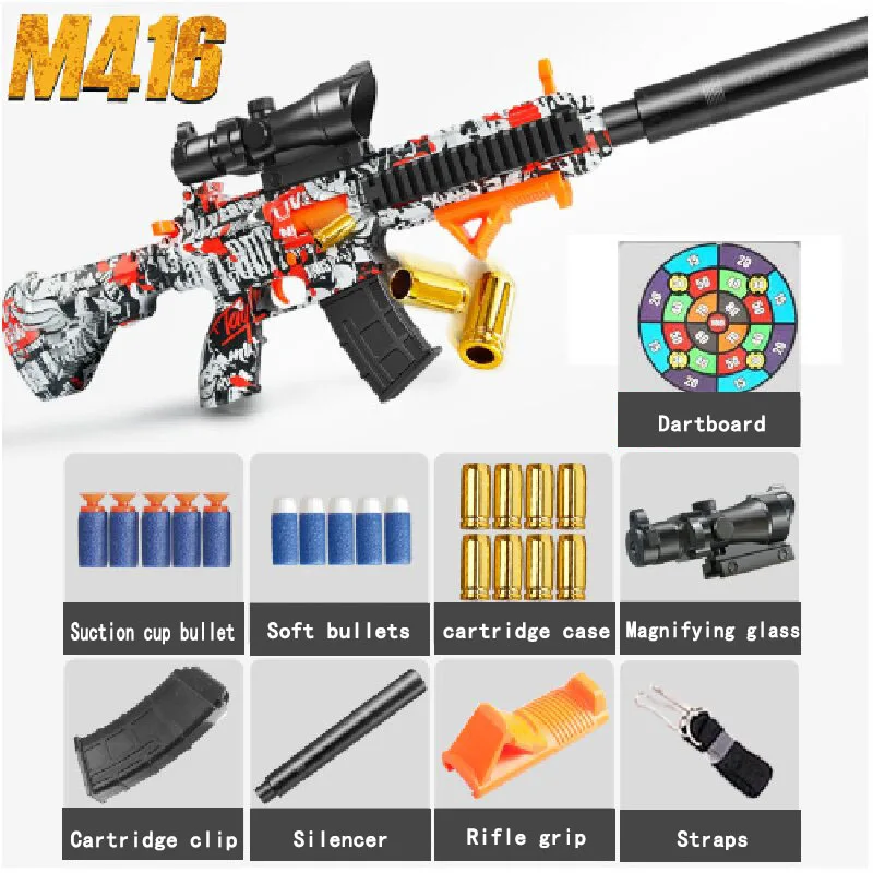 M416 Spielzeug pistole Shell werfen weiche Kugel kann Saugnapf Kinder Sturmgewehr manuelle Zug schraube Modell Jungen Spielzeug feuern