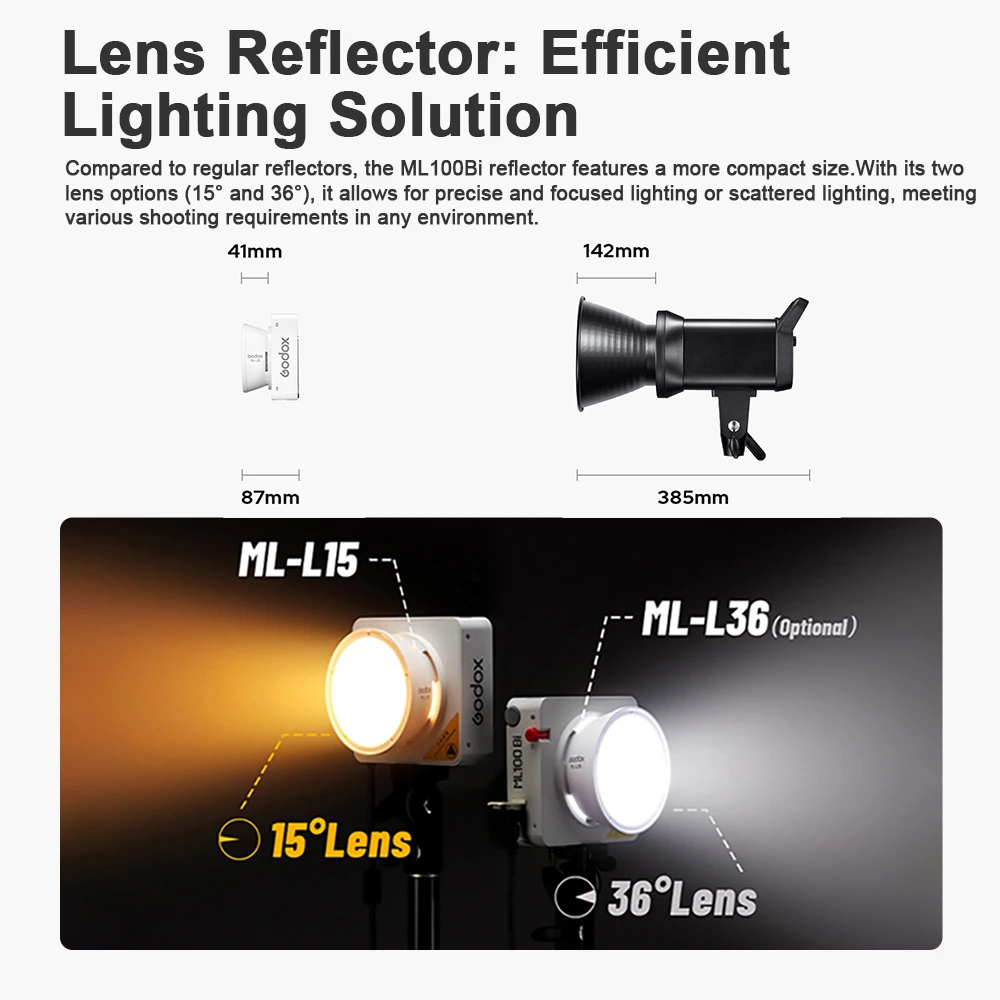 Godox ML100Bi Bi-Color LED Video Light 2800-6500K 120W App Control Portable Selfie Lights for Outdoor Shooting Llive Streaming