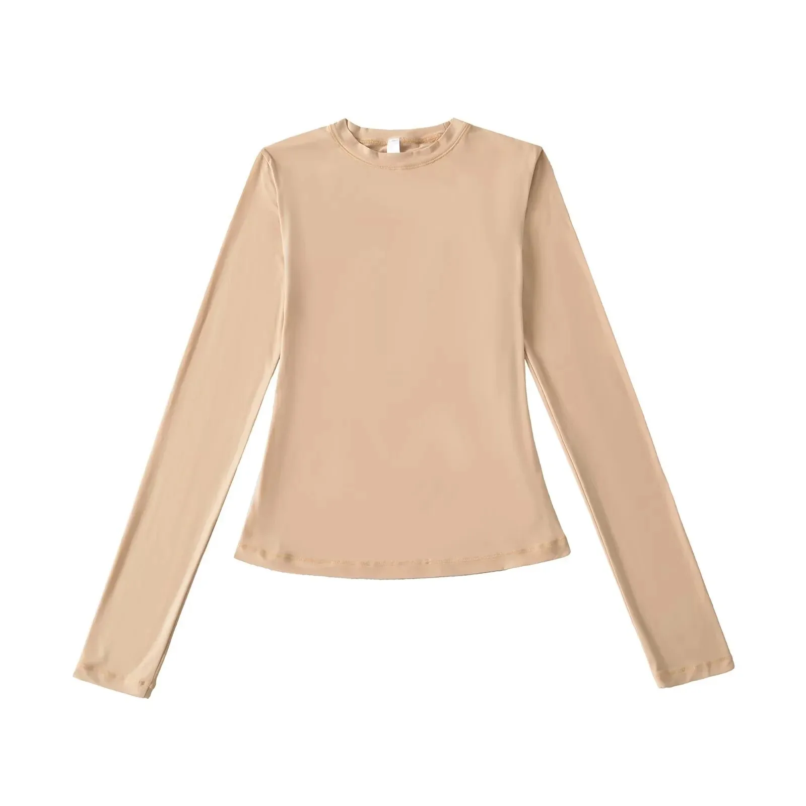 

Модная облегающая базовая однотонная рубашка в стиле Casaul с длинным рукавом, осень 2023, новая спортивная футболка с круглым вырезом и обычными плечами CO0P