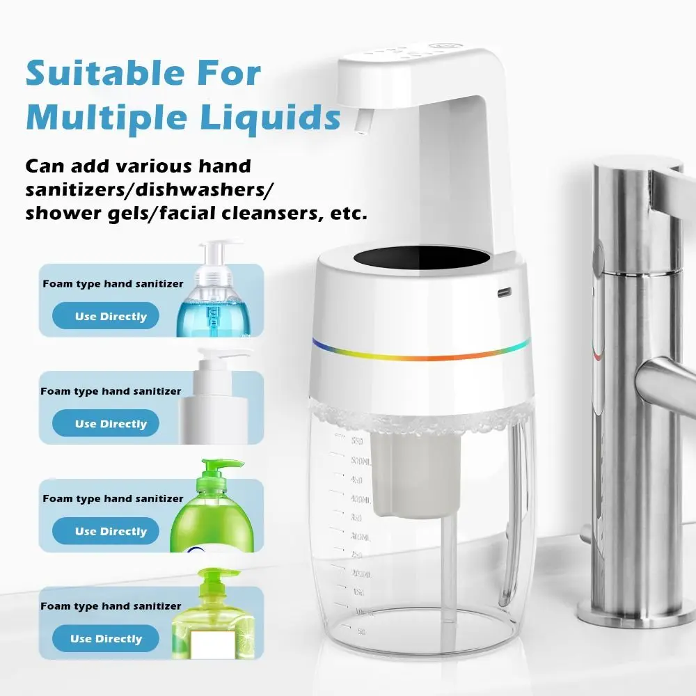 

USB Charging Automatic Soap Dispenser 4-Gear Adjustable Wall Mounted Foam Soap Dispenser Breathing Light Lotion Dispenser
