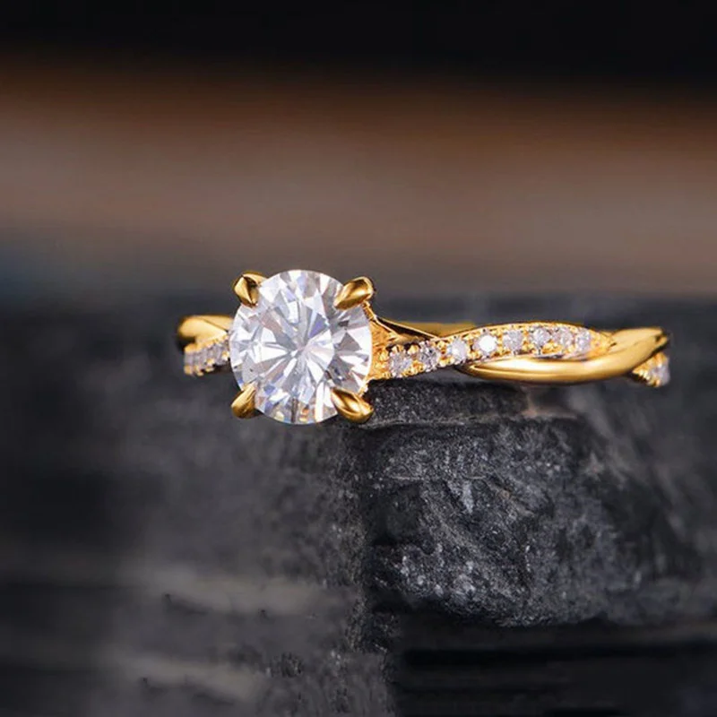 

Attractive Gold Rose Gold Color Inlaid with White Zircon Rings Gorgeous Fashion Party Engagement Wedding Rings for Women Jewelry