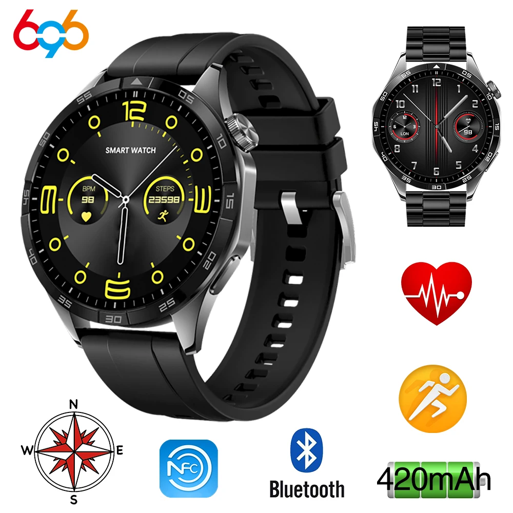 Blue Tooth Call Smart Watches Men 1.62'' HD Screen Compass Smartwatch 400mHa NFC AI Voice Sports Fitness Waterproof Health Sleep