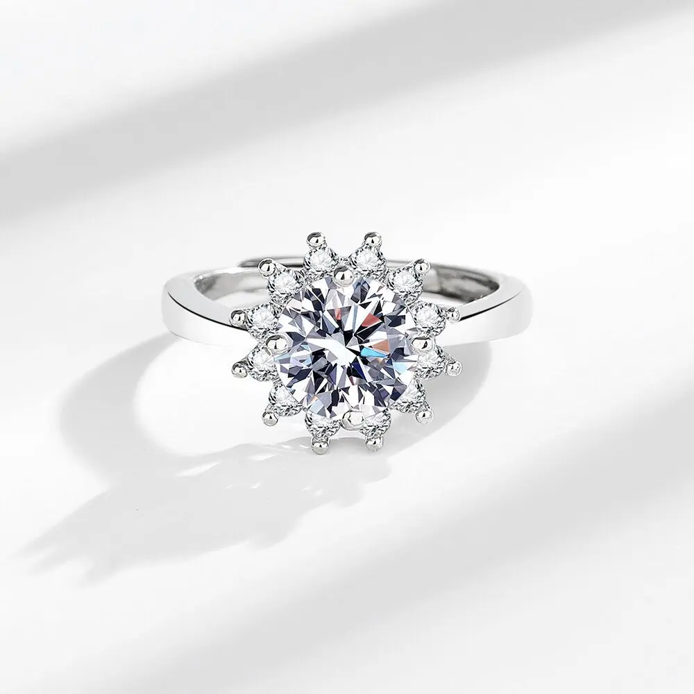 Neuer 2ct Moissanit Ring 925 Sterling Silber Klassisch für Frauen Hochzeit Schmuck Verlobung Charm Party Mode Top Qualität Ring
