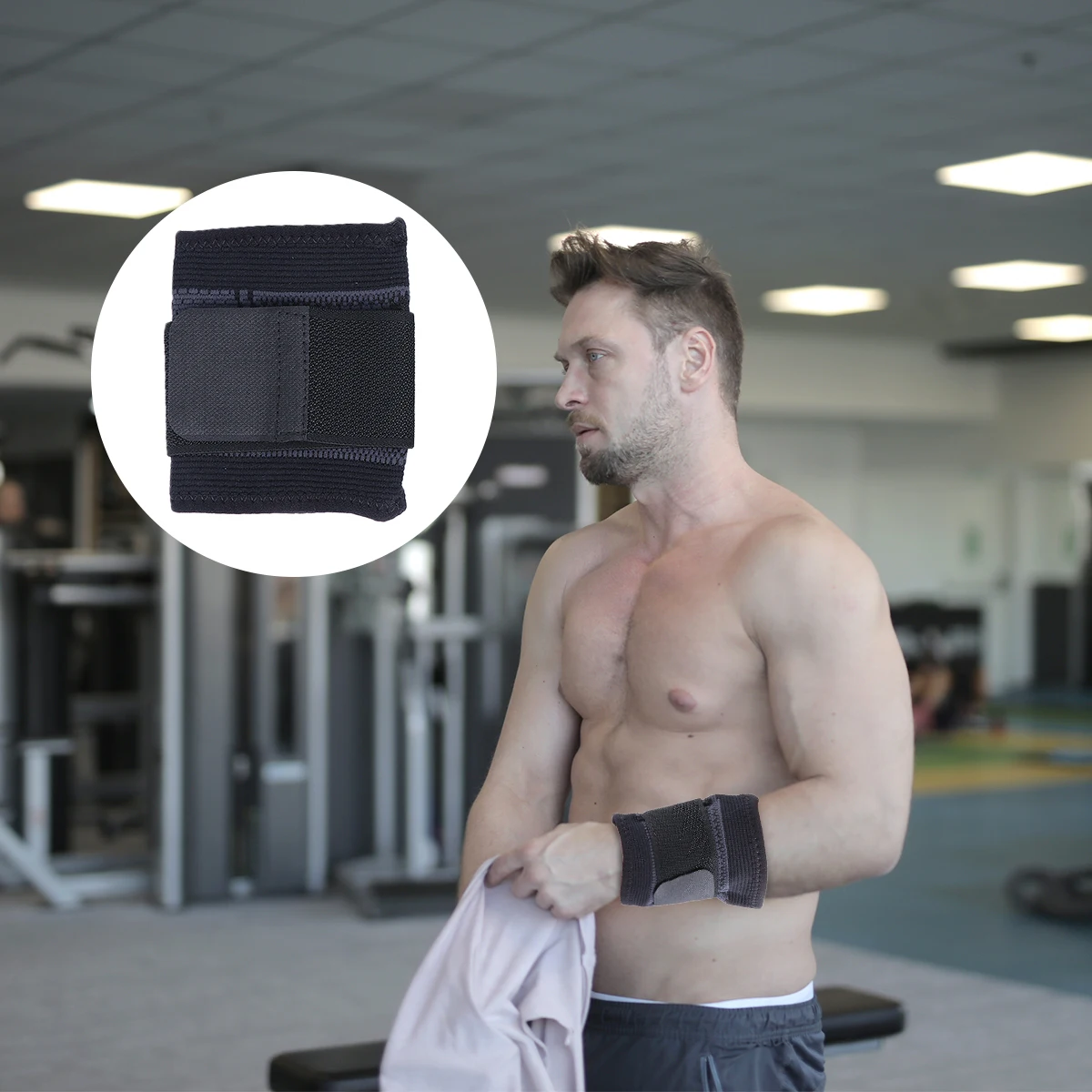 

2 Pcs Adjustable Compression Sports Bracer Sweatb Splint Guard Wraps Black Support for Exercise Fitness Outdoor