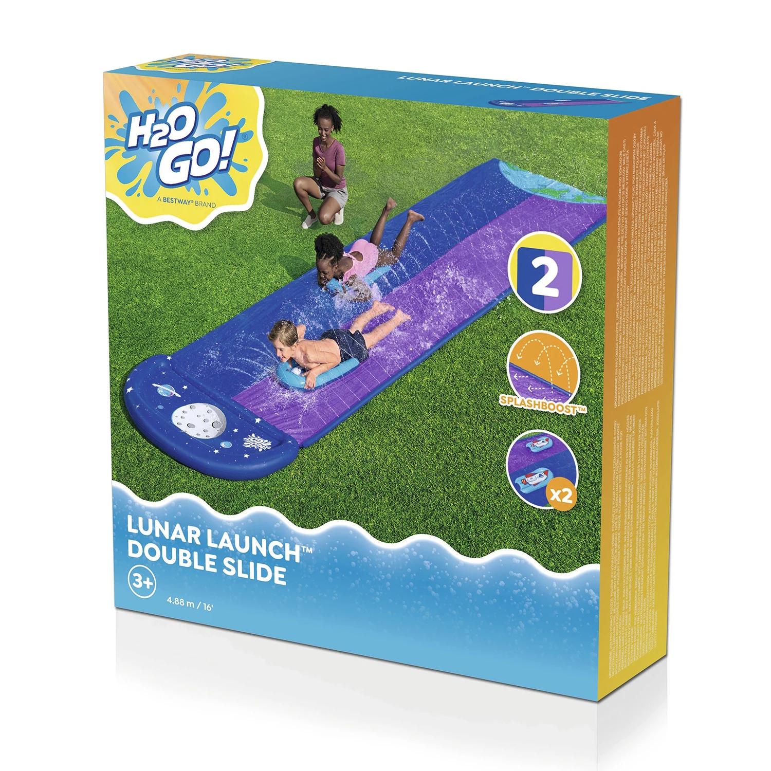 Verão ao ar livre água jogar brinquedos crianças gramado respingo de água slide piscina esteira fazer deslizar para 2 pessoas padrão espaço