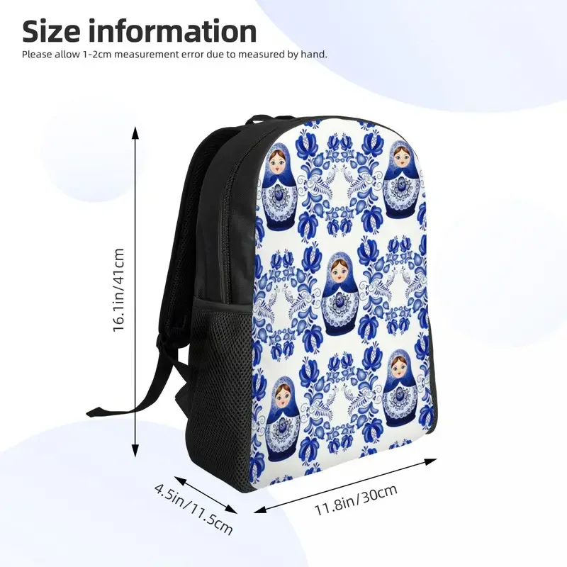 Matryoshka-mochila rusa para hombre y mujer, morral de arte folclórico para ordenador portátil de 15 pulgadas