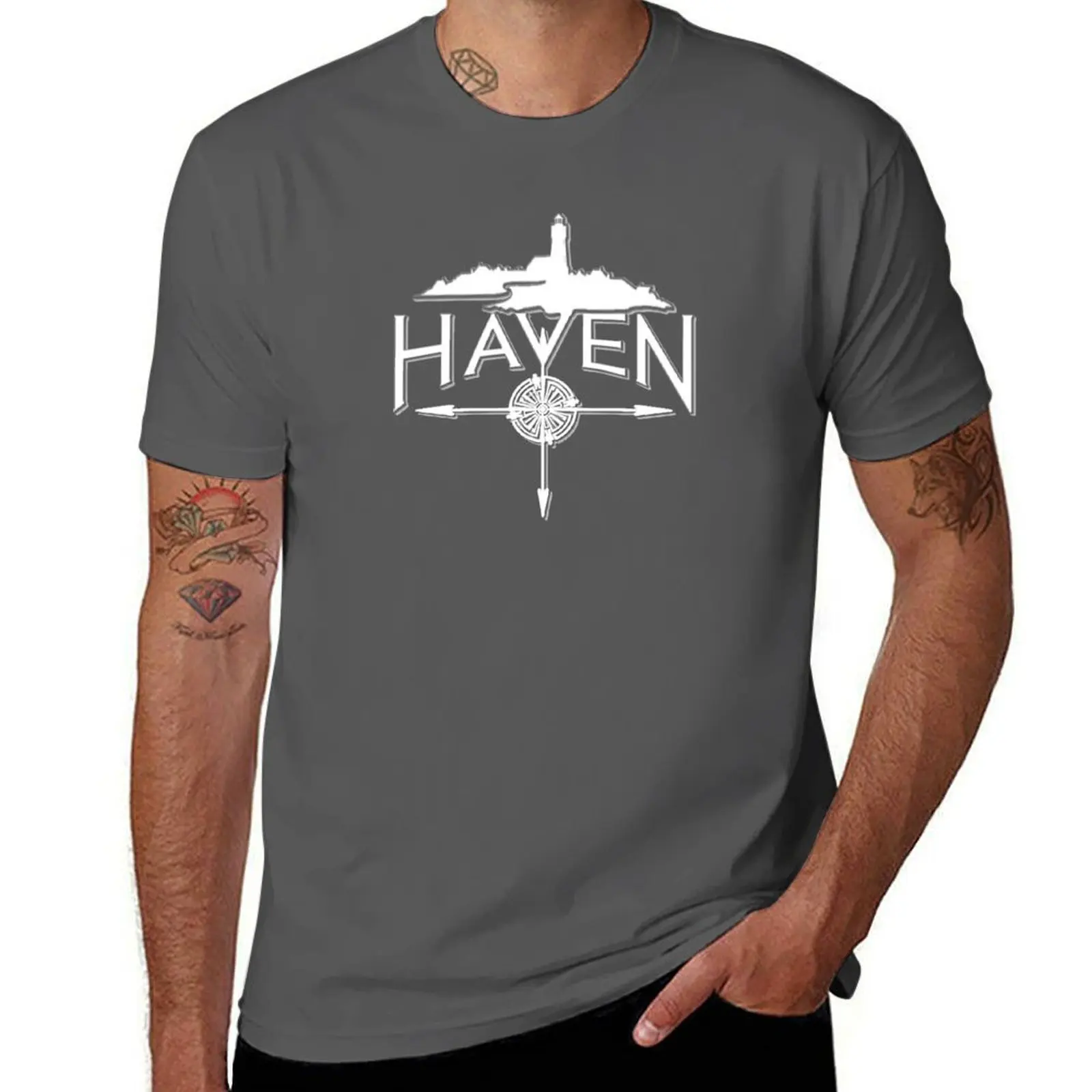 

Haven White Logo T-Shirt Essential Solid Color T-Shirt