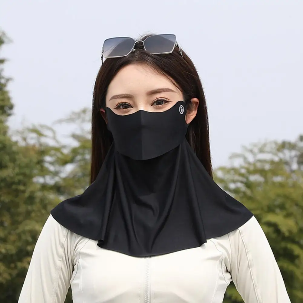 Sommer-Sonnenschutzmaske aus Eisseide für Damen, UPF50+, Anti-UV-Sturmhaube, Schal, Outdoor, Radfahren, Wandern, 360° ° Gesichts- und Halsbedeckung – Detail 6