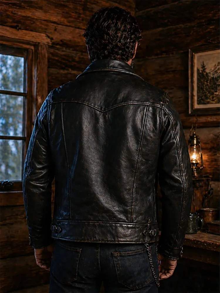Mens High Quality Cowhide Vintage Biker Jacket Streetwear Casual Slim Male Genuine Leather Short Jackets Zipper Designer Coats
