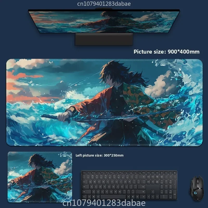 Alfombrilla de ratón de cuero de gran tamaño Demon Slayer, dibujos animados japoneses de Anime para niños y hombres, alfombrilla para teclado de ordenador, mantel individual para jugador de juegos y PC