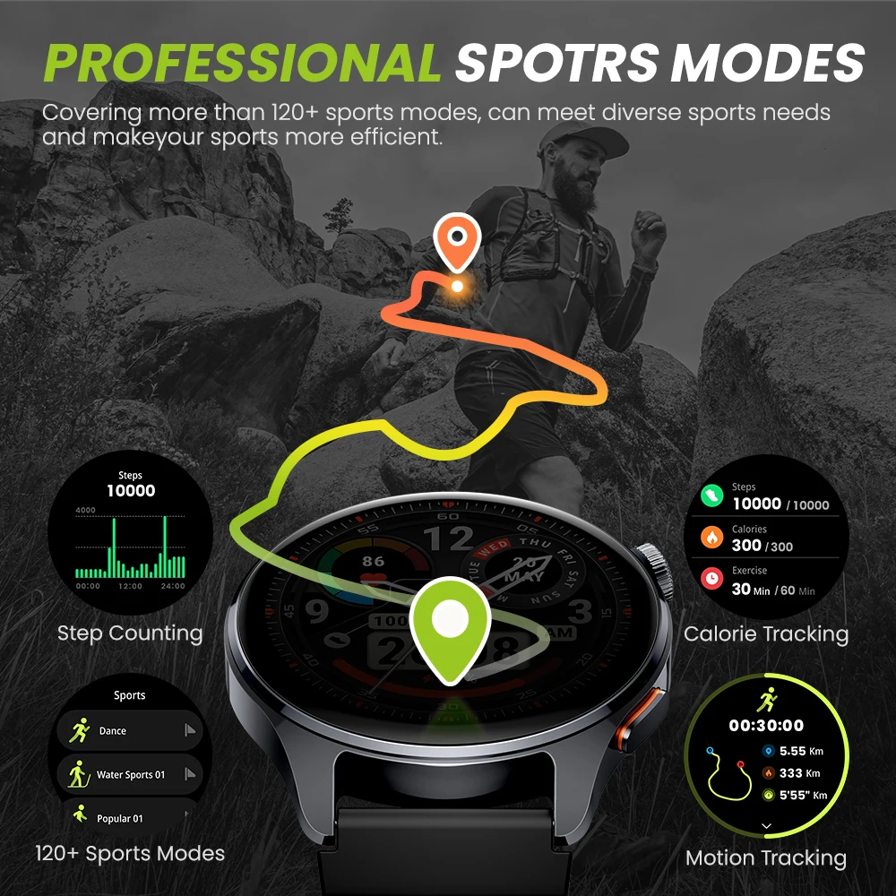 HAYLOU Watch 4S GPS Smartwatch 1,43-дюймовый HD AMOLED-дисплей 5 спутниковых GPS-позиционирования 120 режимов тренировок Спорт Фитнес Смарт-часы