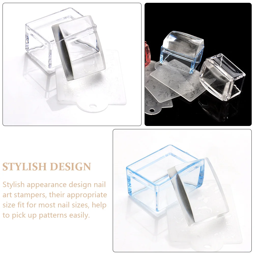 

2pcs Nail Stamper Plastic Manicure Square Tools Durable Premium Diy Women Art Transfer For Salon Home Use Nail Art Template