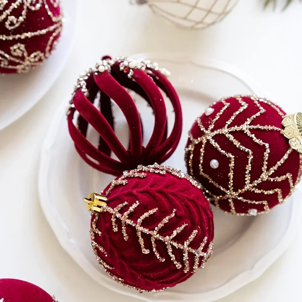 

Wine Red Christmas Decor Spread Holiday Atmosphere Show Care with Elegant Tree Ornaments Shatterproof Material