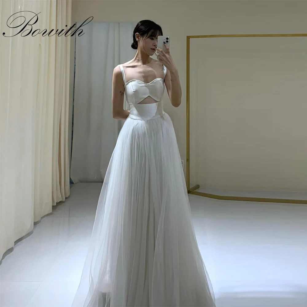 

Bowith Korean Wedding Dresses Shoulder Straps Sleeveless Sweetheart Bridal Reception Dresses Customized Wedding Party Dresses