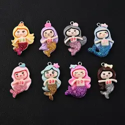 10Pcs 17x38mm Animal Resin Pendant Cartoon Mermaid Pendant For Charm Jewelry Making DIY Necklace Keychain Bracelet Earring