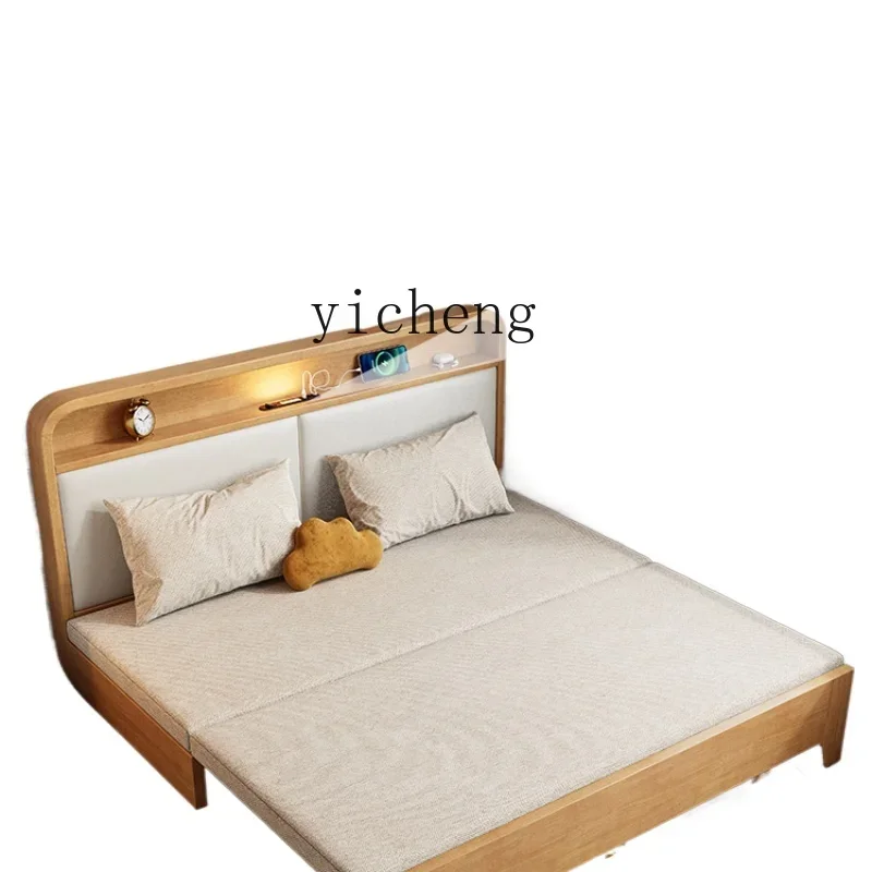 

HSN foldable retractable bed small apartment living room sofa bed dual-purpose solid wood sofa bed