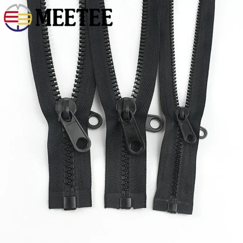 60-300cm Meetee 5# 8# 10# Resin Zippers Double Sided Zipper Slider Puller for Tent Jacket Clothes Long Zips DIY Sewing Accessory