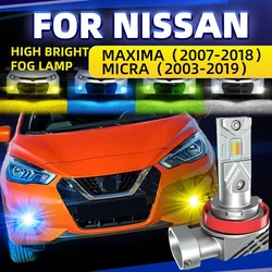 2pcs Car LED Front Fog Lights Bulbs White Yellow Dual Colors Switchback Lamps For Nissan Maxima Micra C+C K12 K13K K14 2007-2019