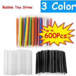 100-600Pcs Large Color Black Milk Tea Straws White Drinking Straws Bubble Tea Straw Big Milkshake Straws Party Wedding Bar Home