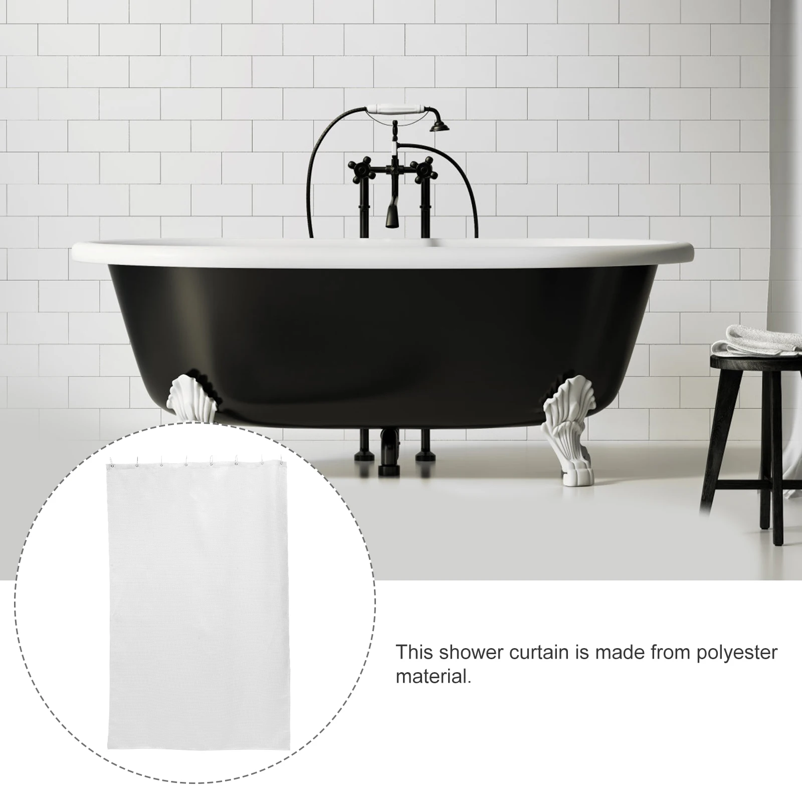 

Waterproof Shower Curtain One Piece Bath Curtains for Bathroom Plain Solid Color Easy Install Light Comfortable Practical