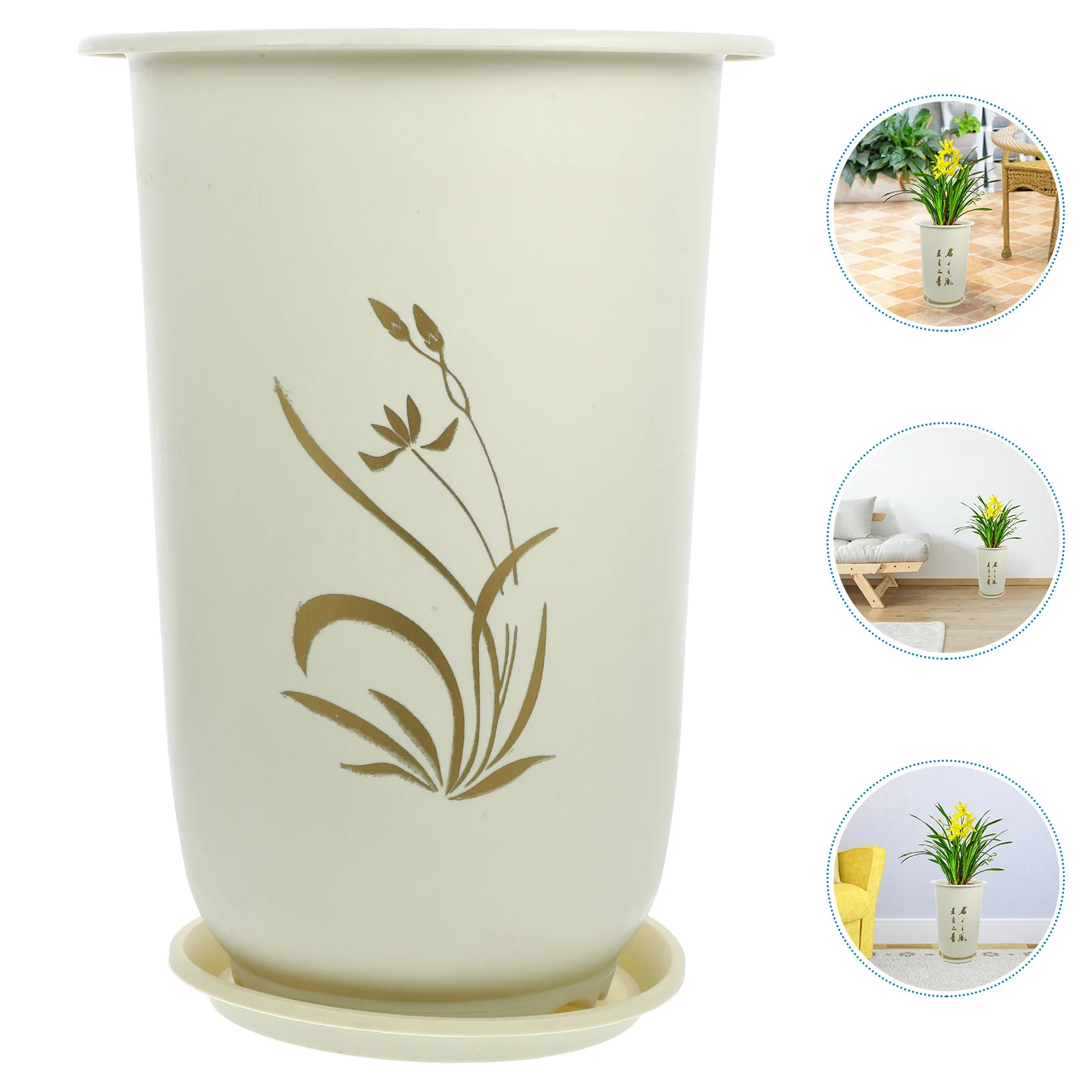 

2pcs Orchid Plant Pot Resin Flower Nursery Planter Saucer Indoor Outdoor Garden Household Pot Orchids Mint Succulents Cactus